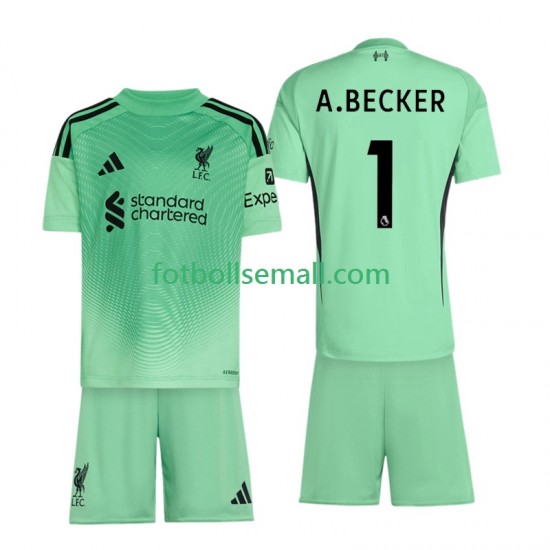 Matchtröjor Liverpool Målvaktströja Alisson Becker 1 2025-2026 Kortärmad till Barn (1:a ställ)