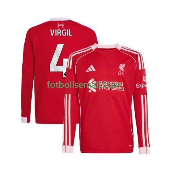Matchtröjor Liverpool Virgil van Dijk 4 2025-2026 Långärmad till Herr (1:a ställ)