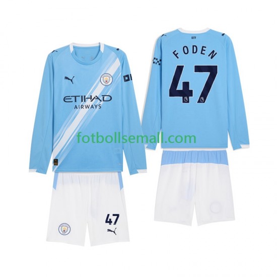Matchtröjor Manchester City Phil Foden 47 2025-2026 Långärmad till Barn (1:a ställ)