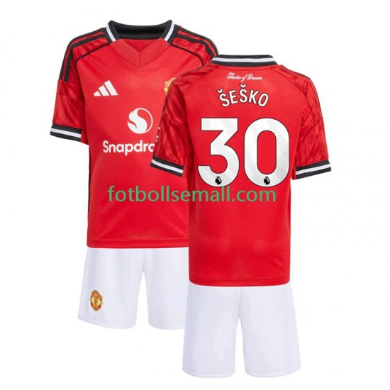 Matchtröjor Manchester United Benjamin Sesko 30 2025-2026 Kortärmad till Barn (1:a ställ)