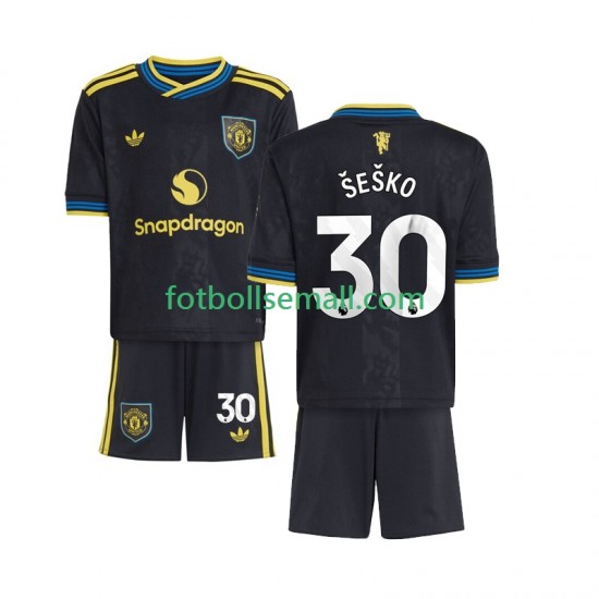 Matchtröjor Manchester United Benjamin Sesko 30 2025-2026 Kortärmad till Barn (3:e ställ)