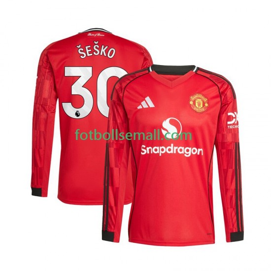 Matchtröjor Manchester United Benjamin Sesko 30 2025-2026 Långärmad till Herr (1:a ställ)
