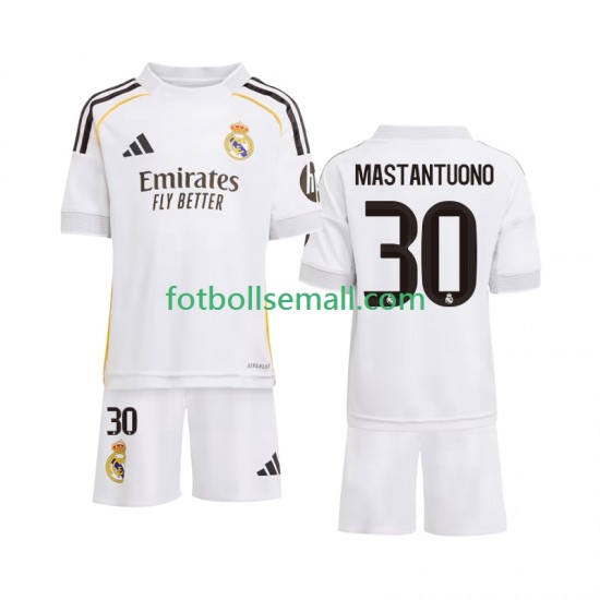 Matchtröjor Real Madrid Mastantuono 30 2025-2026 Kortärmad till Barn (1:a ställ)