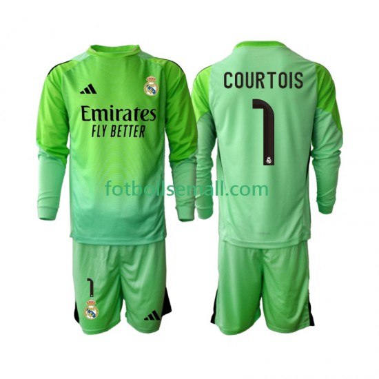 Matchtröjor Real Madrid Thibaut Courtois 1 2025-2026 Långärmad till Barn (2:a ställ)