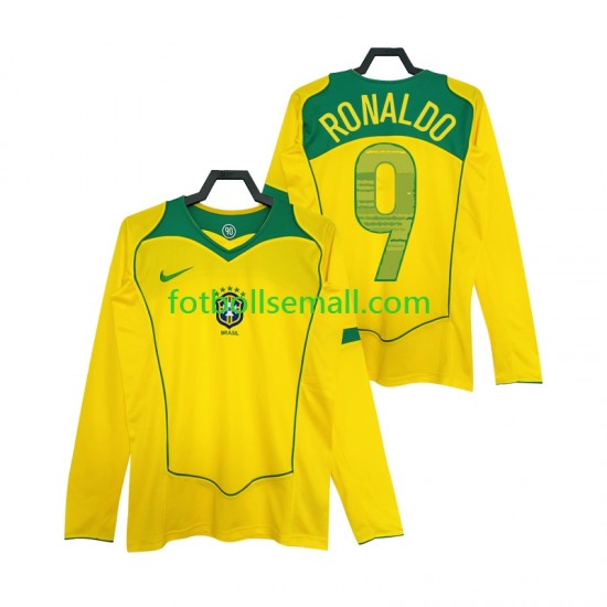 Matchtröjor Brasilien RONALDO 9 Retro 2004 Långärmad till Herr (1:a ställ)