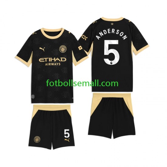 Matchtröjor Manchester City Elliot Anderson 5 2026-2027 Kortärmad till Barn (2:a ställ)