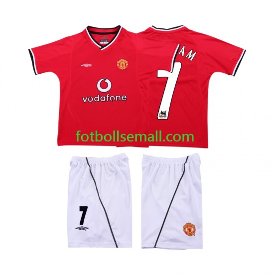 Matchtröjor Manchester United BECKHAM 7 Retro 2000 2002 Kortärmad till Barn (1:a ställ)