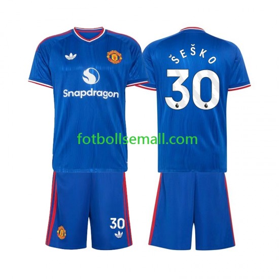 Matchtröjor Manchester United Benjamin Sesko 30 2026-2027 Kortärmad till Barn (2:a ställ)
