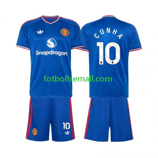 Matchtröjor Manchester United Matheus Cunha 10 2026-2027 Kortärmad till Barn (2:a ställ)