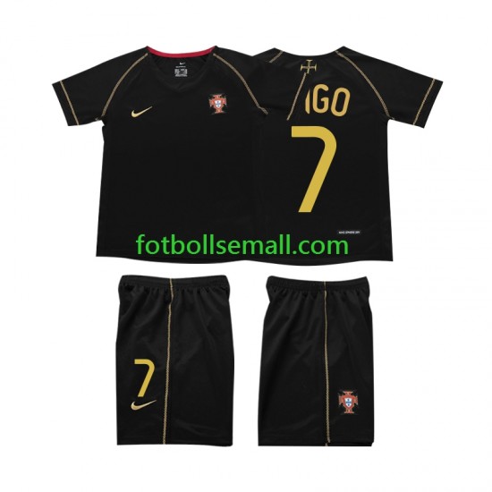 Matchtröjor Portugal FIGO 7 Retro 2006 Kortärmad till Barn (2:a ställ)