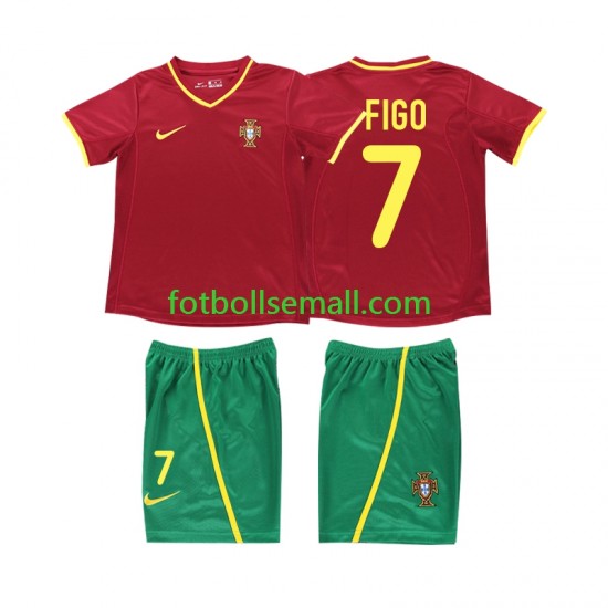 Matchtröjor Portugal FIGO 7 Retro 2002 Kortärmad till Barn (1:a ställ)