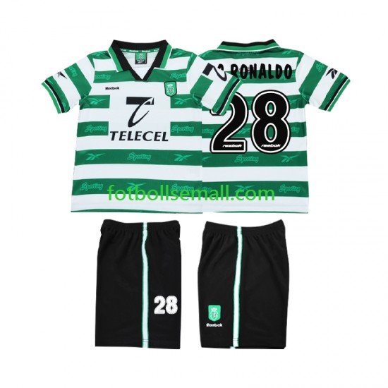 Matchtröjor Sporting Lissabon Cristiano Ronaldo 28 Retro 1999 2000 Kortärmad till Barn (1:a ställ)