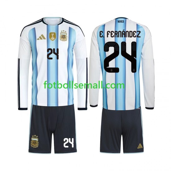 Matchtröjor Argentina Enzo Fernandez 24 World Cup 2026 Långärmad till Barn (1:a ställ)