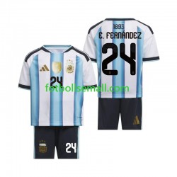 Matchtröjor Argentina Enzo Fernandez 24 World Cup 2026 Kortärmad till Barn (1:a ställ)