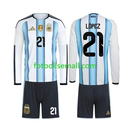 Matchtröjor Argentina Jose Manuel Lopez 21 World Cup 2026 Långärmad till Barn (1:a ställ)