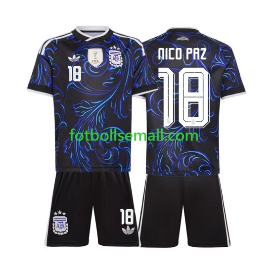 Matchtröjor Argentina Nico Paz 18 World Cup 2026 Kortärmad till Barn (2:a ställ)
