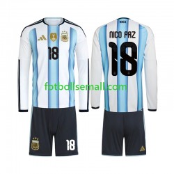 Matchtröjor Argentina Nico Paz 18 World Cup 2026 Långärmad till Barn (1:a ställ) Matchtröjor Argentina Nico Paz 18 World Cup 2026 Långärmad till Barn (1:a ställ)