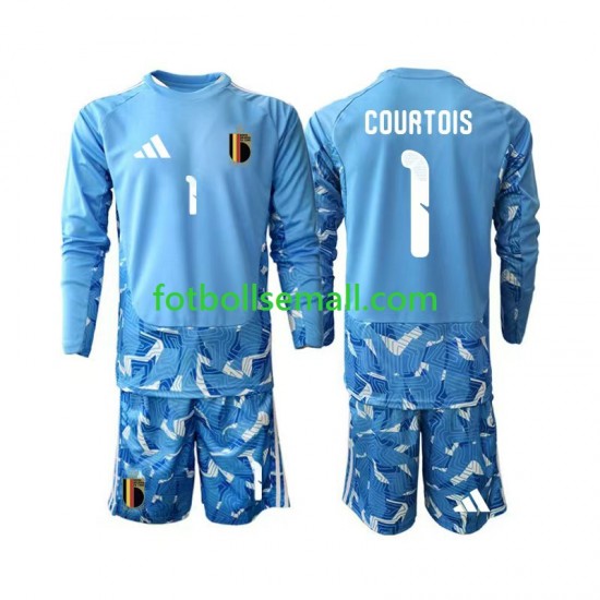 Matchtröjor Belgien Målvaktströja Thibaut Courtois 1 World Cup 2026 Långärmad till Barn (1:a ställ)