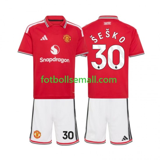 Matchtröjor Manchester United Benjamin Sesko 30 2026-2027 Kortärmad till Barn (1:a ställ)