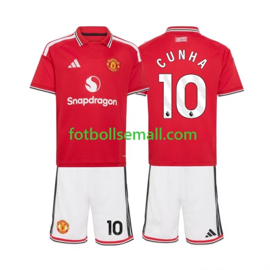 Matchtröjor Manchester United Matheus Cunha 10 2026-2027 Kortärmad till Barn (1:a ställ)