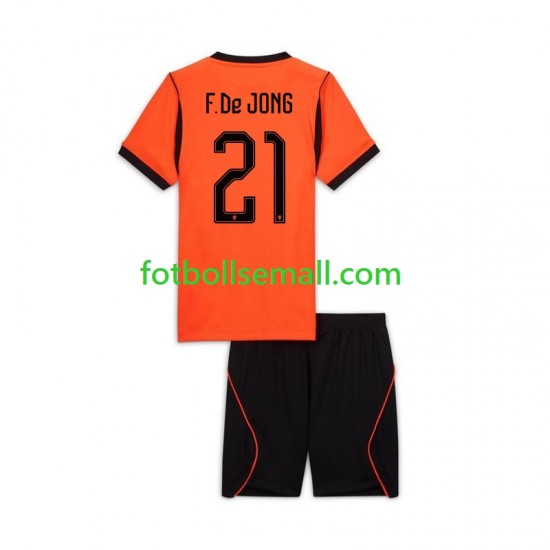 Matchtröjor Nederländerna Frenkie de Jong 21 World Cup 2026 Kortärmad till Barn (1:a ställ)