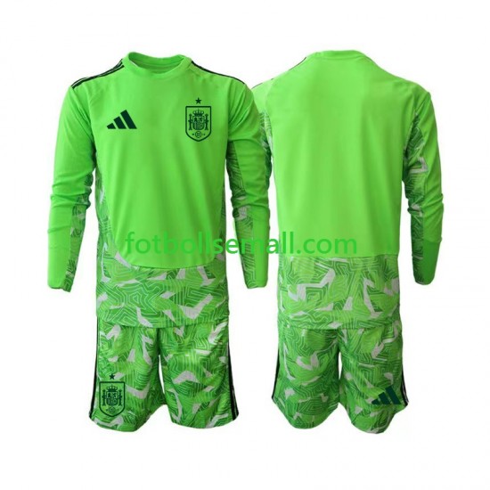 Matchtröjor Spanien Målvaktströja 6th Green color World Cup 2026 Långärmad till Barn