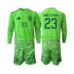 Matchtröjor Spanien Målvaktströja Unai Simon 23 6th Green color World Cup 2026 Långärmad till Barn Matchtröjor Spanien Målvaktströja Unai Simon 23 6th Green color World Cup 2026 Långärmad till Barn
