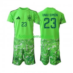 Matchtröjor Spanien Målvaktströja Unai Simon 23 6th Green color World Cup 2026 Kortärmad till Barn Matchtröjor Spanien Målvaktströja Unai Simon 23 6th Green color World Cup 2026 Kortärmad till Barn
