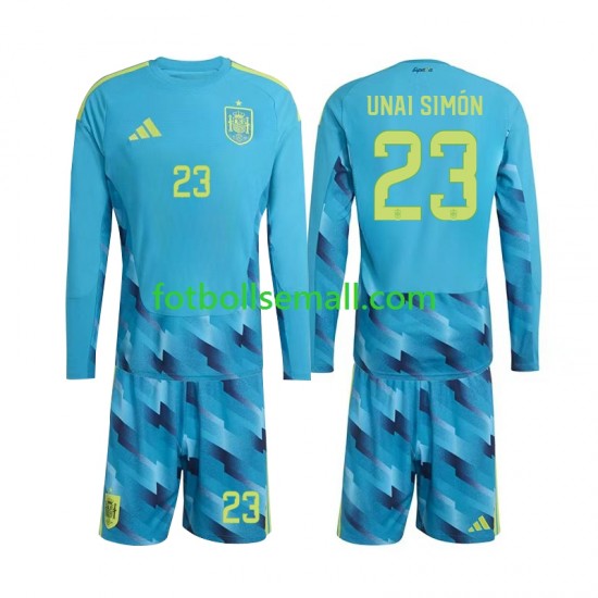 Matchtröjor Spanien Målvaktströja Unai Simon 23 World Cup 2026 Långärmad till Barn (1:a ställ)