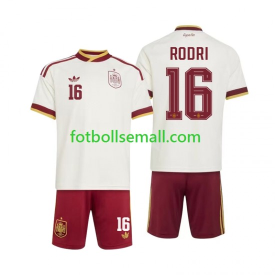 Matchtröjor Spanien Rodri 16 World Cup 2026 Kortärmad till Barn (2:a ställ)
