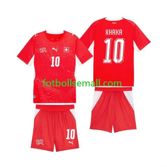 Matchtröjor Schweiz Granit Xhaka 10 World Cup 2026 Kortärmad till Barn (1:a ställ)