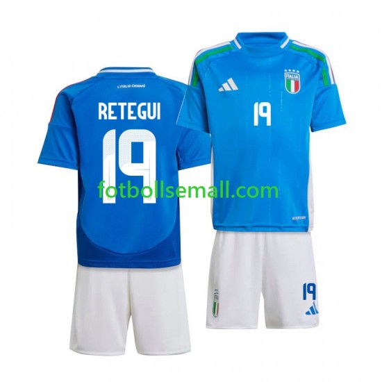 Matchtröjor Italien Mateo Retegui 19 2024 Kortärmad till Barn (1:a ställ)
