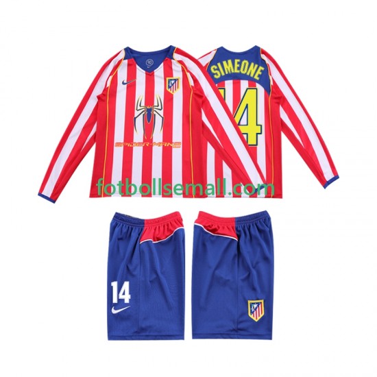 Matchtröjor Atlético Madrid SIMEONE 14 Retro 2004 2005 Långärmad till Barn (1:a ställ)