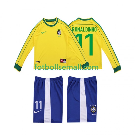 Matchtröjor Brasilien RONALDINHO 11 Retro 1998 Långärmad till Barn (1:a ställ)