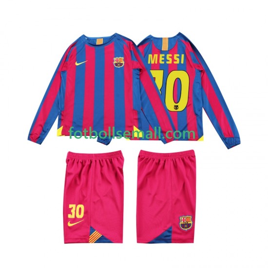 Matchtröjor FC Barcelona Lionel Messi 10 Retro 2005 2006 Långärmad till Barn (1:a ställ)