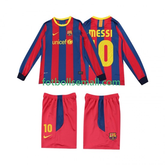 Matchtröjor FC Barcelona Lionel Messi 10 Retro 2010 2011 Långärmad till Barn (1:a ställ)