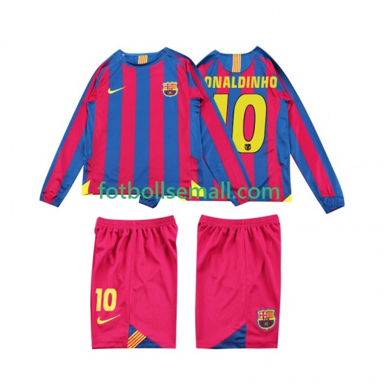 Matchtröjor FC Barcelona RONALDINHO 10 Retro 2005 2006 Långärmad till Barn (1:a ställ)