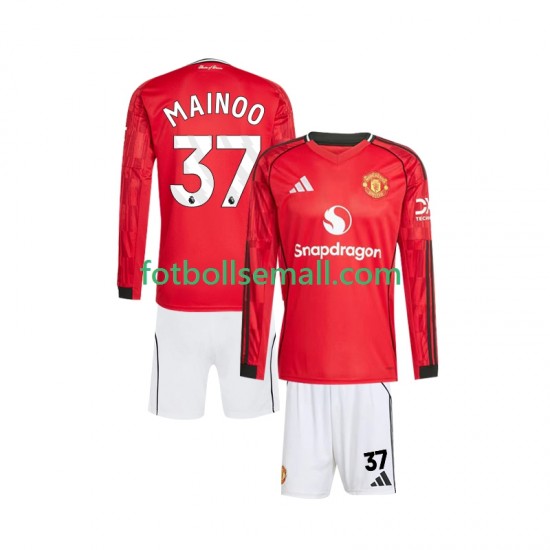 Matchtröjor Manchester United Kobbie Mainoo 37 2025-2026 Långärmad till Barn (1:a ställ)