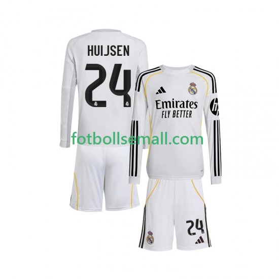 Matchtröjor Real Madrid Huijsen 24 2025-2026 Långärmad till Barn (1:a ställ)