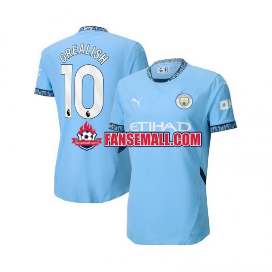 Blå Matchtröjor Manchester City Jack Grealish 10 2024-2025 Kortärmad till Herr (1:a ställ)