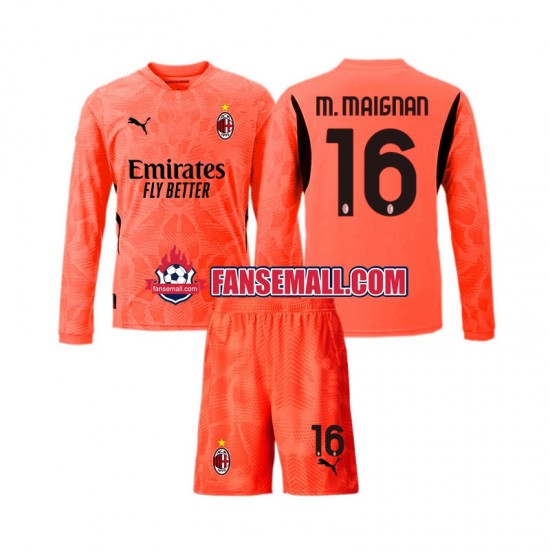 Matchtröjor AC Milan Målvaktströja Mike Maignan 16 2024-2025 Långärmad till Barn (4:e ställ)