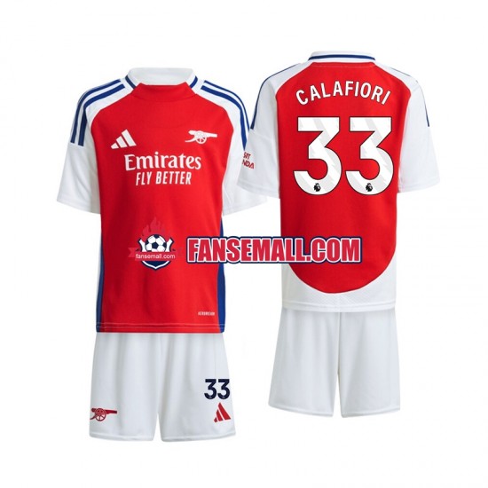 Matchtröjor Arsenal Calafiori 33 2024-2025 Kortärmad till Barn (1:a ställ)