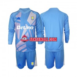 Blå Matchtröjor Aston Villa Målvaktströja 2024-2025 Långärmad till Barn (3:e ställ)