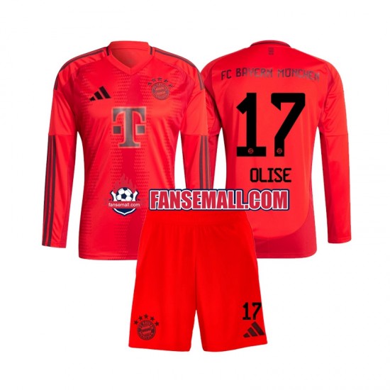 Matchtröjor FC Bayern München Michael Olise 17 2024-2025 Långärmad till Barn (1:a ställ)