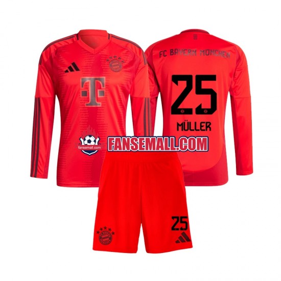 Matchtröjor FC Bayern München Thomas Muller 25 2024-2025 Långärmad till Barn (1:a ställ)