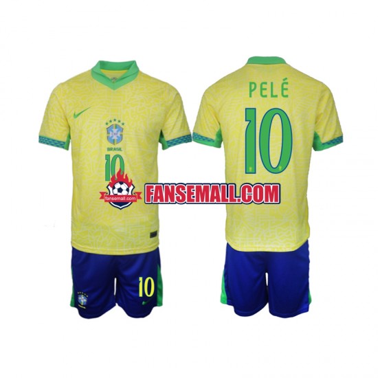Matchtröjor Brasilien PELE 10 2024 Kortärmad till Barn (1:a ställ)