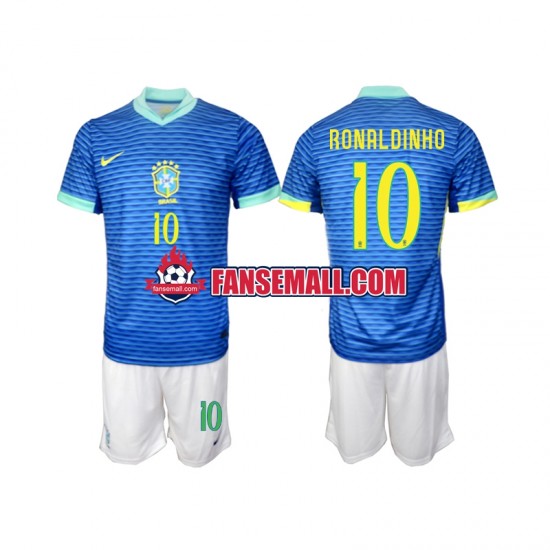 Matchtröjor Brasilien Ronaldinho 10 2024 Kortärmad till Barn (2:a ställ)