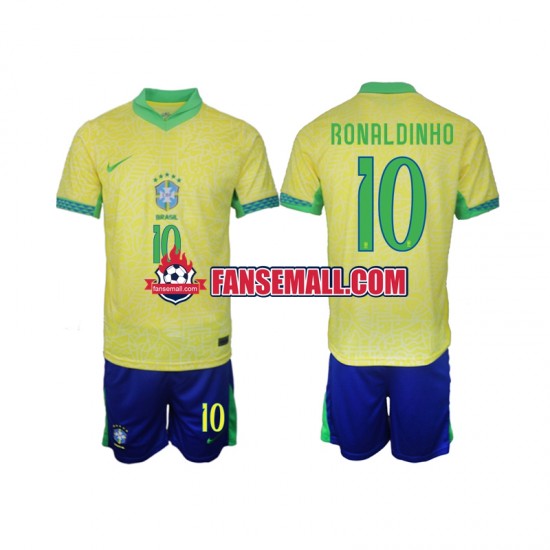 Matchtröjor Brasilien Ronaldinho 10 2024 Kortärmad till Barn (1:a ställ)