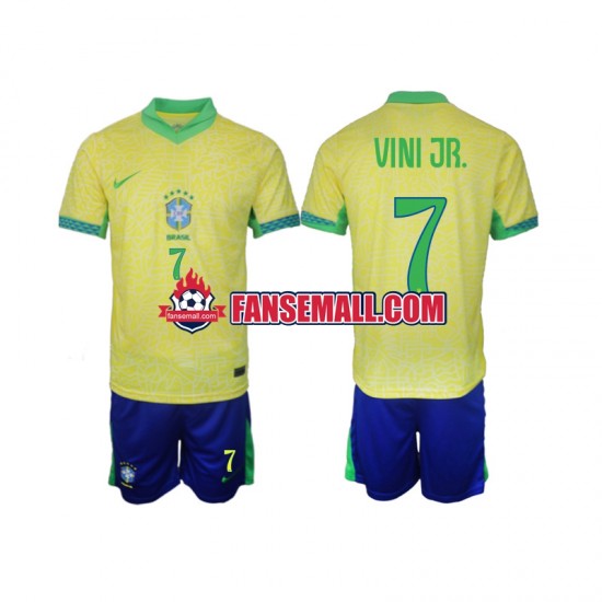 Matchtröjor Brasilien VINI JR 7 2024 Kortärmad till Barn (1:a ställ)
