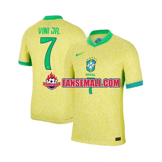 Matchtröjor Brasilien VINI JR 7 2024 Kortärmad till Herr (1:a ställ)